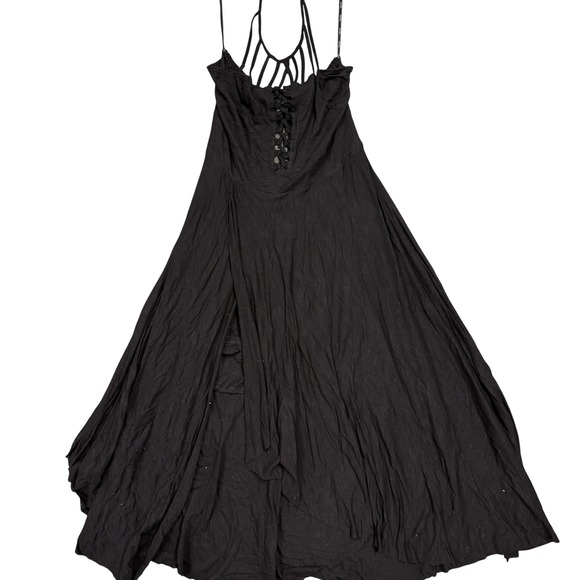City Chic Dresses & Skirts - City Chic Dress Womens 16 Black Maxi Plait Detail Strappy Halter‎ Plus Asym Hem